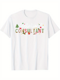 Men's T-Shirt Santa Consultant Festive Holiday Elements With Trees Candy Canes And Hats Consultant