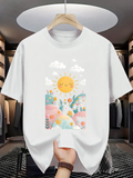 Men's T-Shirt Peaceful Sunshine Over Rolling Hills With Colorful Flowers Landscape