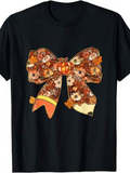 Men's T-Shirt Autumn Leaves And Pumpkins With Rustic Floral Bow