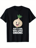 Men's T-Shirt Just A Girl Who Loves Onions Cute Smiling Cartoon Vegetable Under Fun Playful Onion