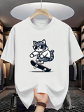 Men's T-Shirt Cool Cat Wearing Sunglasses Skating On Urban Street Skateboard