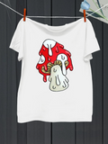 Men's T-Shirt Red Melting Mushrooms With Dripping Creamy Details Mushroom