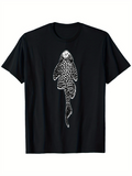 Men's T-Shirt Black Spotted Underwater Ocean Pattern Featuring Graceful Whale Shark