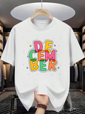 Men's T-Shirt Colorful Bubble Letters Festive Playful Joyful December Text