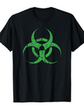 Men's T-Shirt Grungy Distressed Neon Green Warning Symbol Biohazard Sign