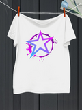Men's T-Shirt Splattered Paint With Gradient Purple Blue Star