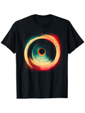 Men's T-Shirt Radiant Cosmic Swirling Vortex With Fiery Neon Colors Black Hole