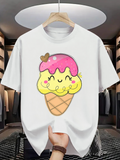 Men's T-Shirt Pastel Smiling Cartoon Ice Cream Cone With Chocolate Heart