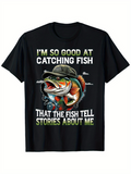 Men's T-Shirt Im So Good At Catching Fish With Lively Water Ripples And Dynamic Jumping Bass Fish