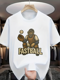 Men's T-Shirt Catchers Gear With Flying Baseball Fastball Player