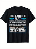Men's T-Shirt The Earth Is Flat Conspiracy Slogans With White And Blue Text Statement