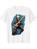 Men's T-Shirt Electric Rock Energy With Fearless Skull Playing Guitar