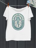 Men's T-Shirt Retro Blue Striped Badge With Swimming Whale Shark