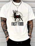 Men's T-Shirt Fast Food Stylized Deer Graphic With Target Overlay And Heart Mark