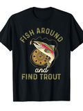 Men's T-Shirt Fish Around And Find Trout Colorful Fly Fishing Equipment With Lively Jumping Trout