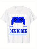 Men's T-Shirt Future Video Game Designer In Pixel Blue With Game Controller