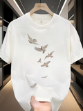 Men's T-Shirt Soft Feathers Flowing In Morning Light With Gentle Flying Birds