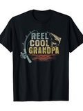 Men's T-Shirt Reel Cool Grandpa Fishing Rod And Lively Water Featuring Jumping Fish
