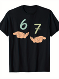 Men's T-Shirt Two Hands Holding Playful Pastel Numbers Six Seven