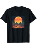 Men's T-Shirt Glowing Night Sky Over Calm Reflective Ocean Moon