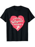 Men's T-Shirt Cupids Wingman Squad Bold Pink Heart With Flying Cupid Silhouette