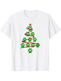 Men's T-Shirt Festive Green Paw Prints Forming A Christmas Tree Shape