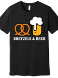 Men's T-Shirt Bretzels And Beer With Foamy Mug And Golden Pretzel