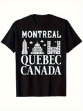 Men's T-Shirt Montreal Quebec Canada Iconic City Landmarks With Clouds And Skyline T Shirt