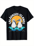 Men's T-Shirt Galapagos Islands Blue Footed Boobies On Water At Vibrant Sunset