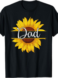 Men's T-Shirt Dad With Artistic Yellow Sunflower Centered On Shirt