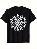Men's T-Shirt Fluffy Dogs In Snowflake Shaped Pattern With Crisp Winter Motif Center