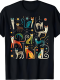 Men's T-Shirt Abstract Colorful Whimsical Lines And Retro Playful Foxes