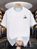 Men's T-Shirt Minimal Mountain Peaks With Abstract Black And White Outline Graphic
