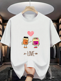 Men's T-Shirt Love With Cartoon Food Jar Characters Under Pink Heart
