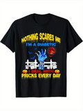 Men's T-Shirt Nothing Scares Me I Am A Diabetic Halloween Night With Ghosts And Blue Zombie Hand