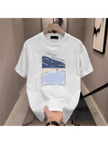 Men's T-Shirt Dreamy Blue Skies With Rolling Clouds Over Peaceful Seaside Landscape