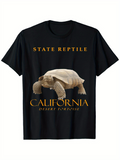 Men's T-Shirt State Reptile California Desert Tortoise Under Golden Text Tortoise