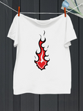 Men's T-Shirt Bright Red Black Flames With Stylized Heart Centerpiece Flame