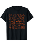 Men's T-Shirt Fall In Love With Reading Surrounded By Autumn Books And Cozy Hot Drinks