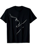 Men's T-Shirt Minimalist White Lines Forming Abstract Elephant Art On Black Fabric T Shirt