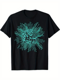 Men's T-Shirt Glowing Circuit Board Pattern Surrounding Spherical Digital Core