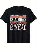 Men's T-Shirt Conservative Logic Climate Change Hoax Noahs Magic Zoo Boat