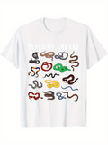 Men's T-Shirt Types Of Snakes Colorful Varieties In Grid Display Under Bright Lighting Snake