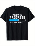 Men's T-Shirt Pilot In Progress Blue Loading Bar With Tiny White Airplane