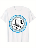 Men's T-Shirt Blue Circle Surrounded With Zodiac Symbols And A Scorpion Drawing