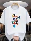 Men's T-Shirt Colorful Playful Numbers Arranged In A Vertical Pattern Featuring Numbers