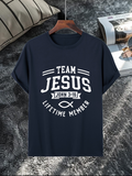 Men's T-Shirt Team Jesus Lifetime Member With Faith Symbol And Bold Lettering T Shirt