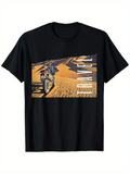 Men's T-Shirt Endless Desert Adventure Under Golden Sunlight Motorbike