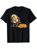 Men's T-Shirt Crunchy Golden French Fries Beside Cartoon Worrying Potato Character