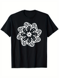 Men's T-Shirt Bold Hand Drawn Lines Forming Large Floral Centerpiece Flower